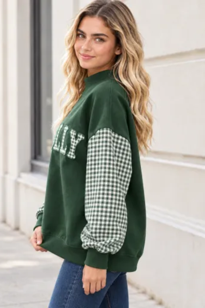 Women Fall Clothing Christmas Merry Plaid Sweatshirt