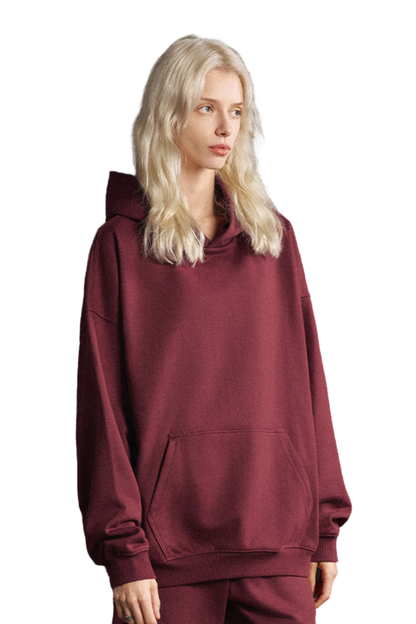 Women's FallWinter 430g Terry Solid LooseDropShoulder Hoodie