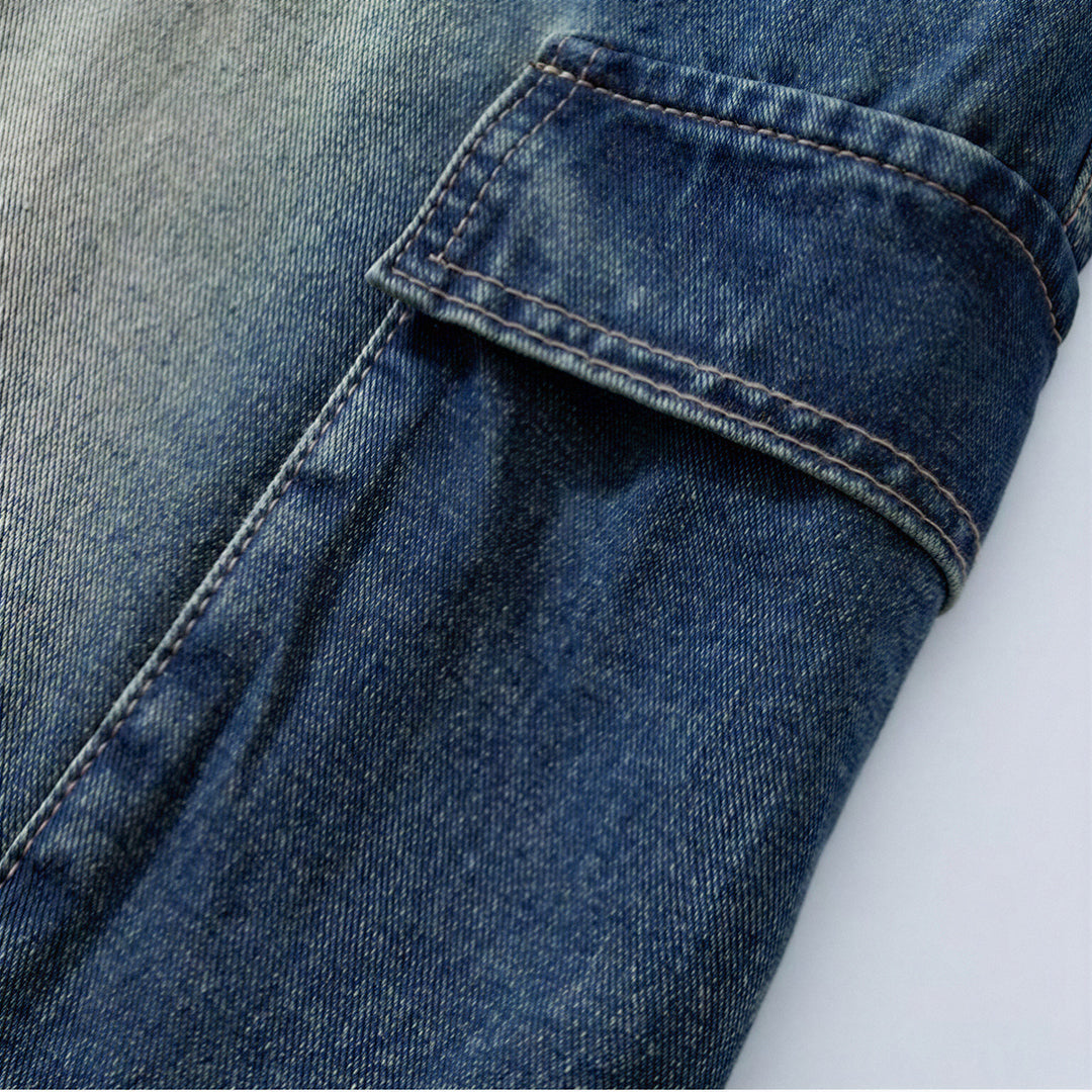 Men's Summer Light Wash Carpenter Baggy Denim Shorts