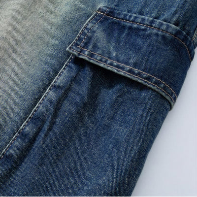 Men's Summer Light Wash Carpenter Baggy Denim Shorts
