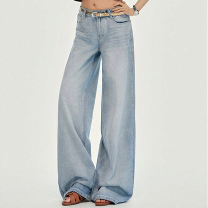 Women's Spring Gradient Washed Ultra Wide-Leg Denim Jeans
