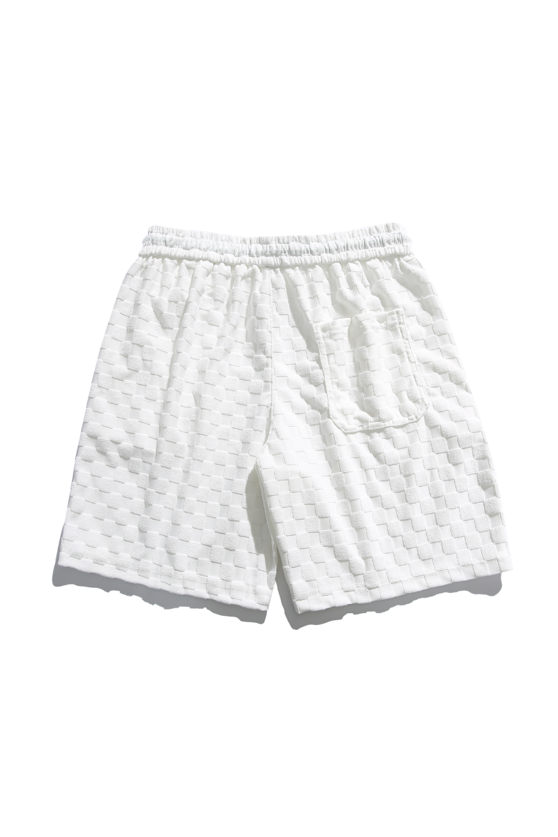 Men's Summer 3D Bubble-Grid Drawstring Casual Knee Shorts