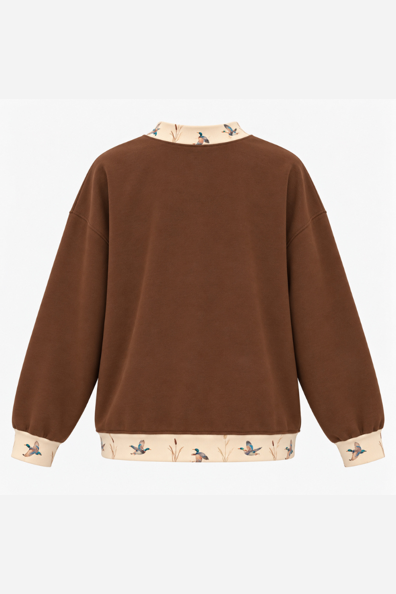 Unisex Fall Clothing Duck Print Color Block Sweatshirt