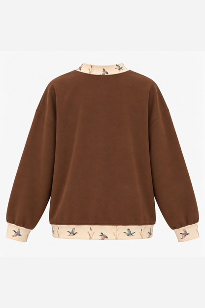 Unisex Fall Clothing Duck Print Color Block Sweatshirt