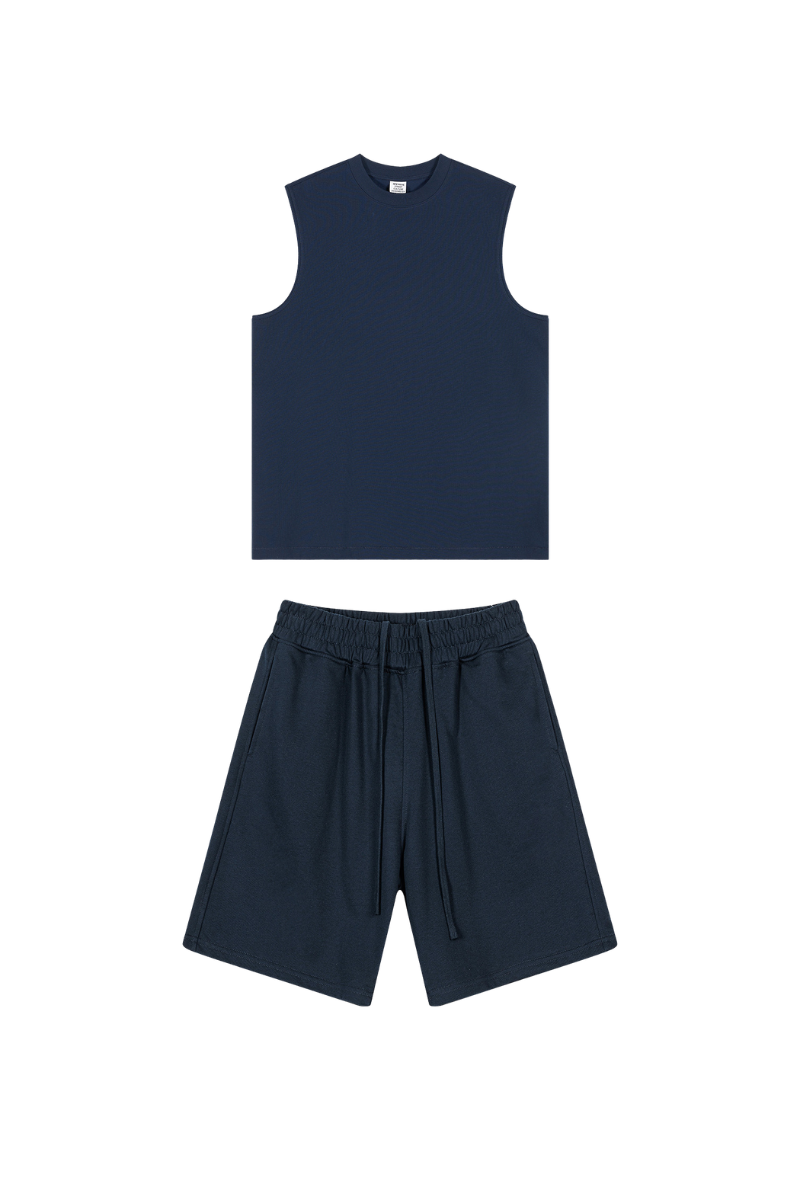 Unisex Summer American Sorona Tank & Loose Shorts Set
