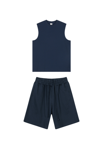 Unisex Summer American Sorona Tank & Loose Shorts Set