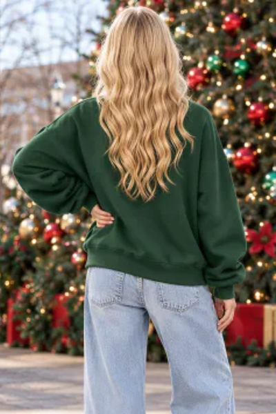 Women's Fall Christmas Embroidered Mock Neck Sweatshirt