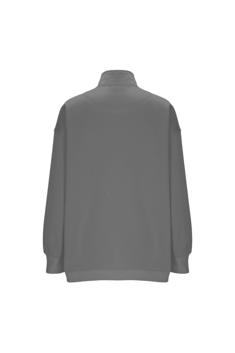 Women Fall Half Zip Snap Button Kangaroo Pocket Sweatshirt