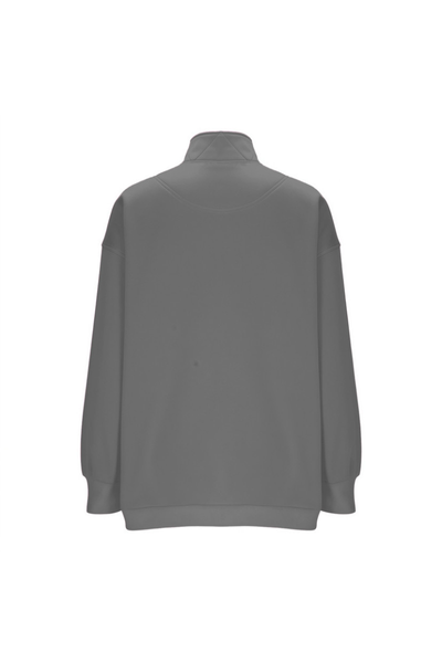 Women Fall Half Zip Snap Button Kangaroo Pocket Sweatshirt