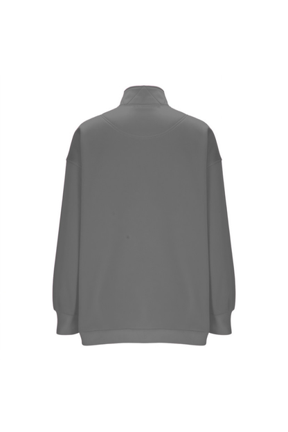 Women Fall Half Zip Snap Button Kangaroo Pocket Sweatshirt