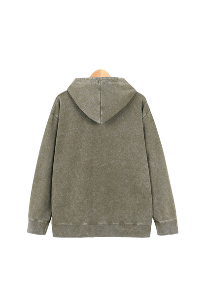 Men Fall 400G Washed Vintage Loopback Pullover Hoodie