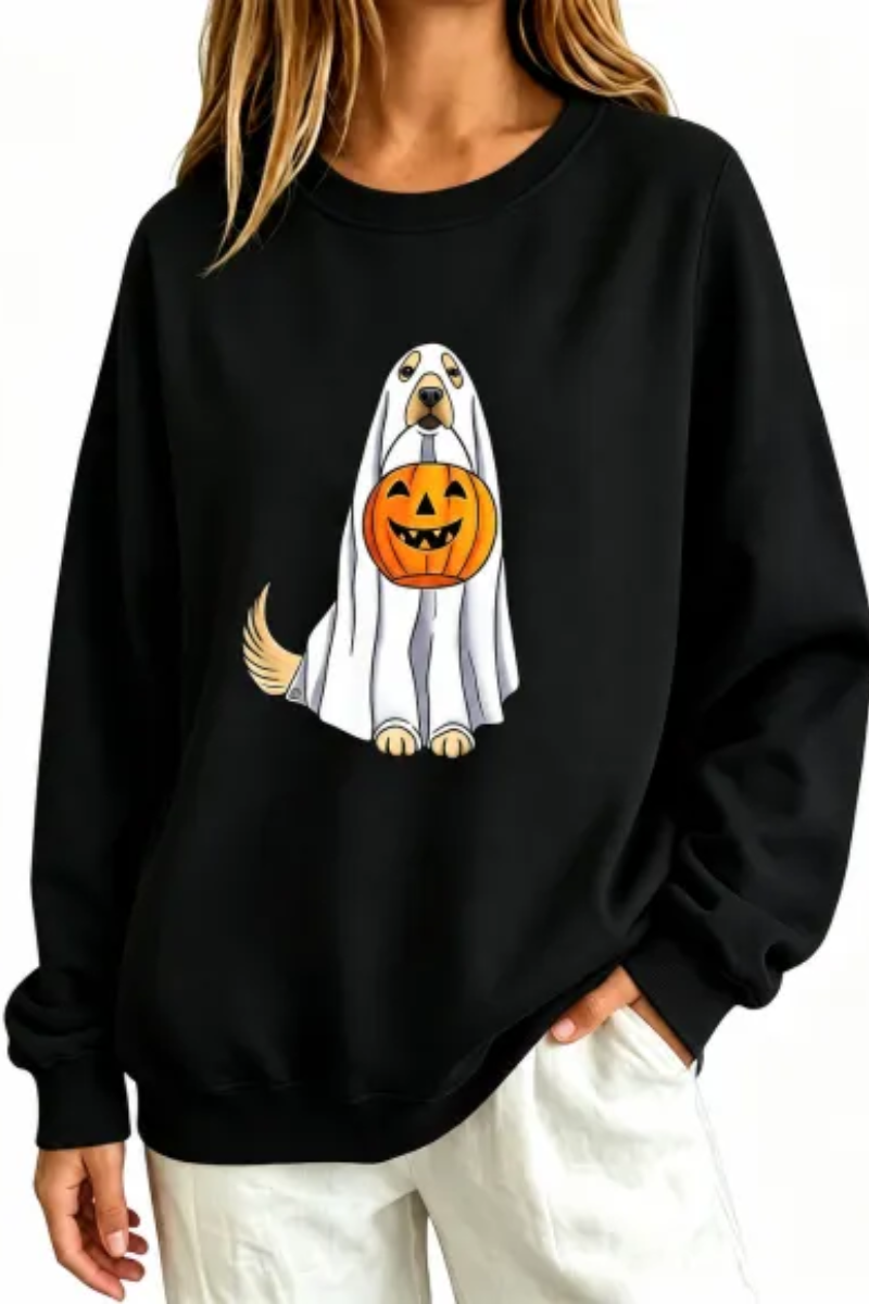 Women Fall Clothing Halloween Ghost Dog Pumpkin Sweatshirt
