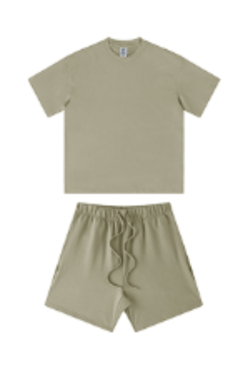 Men's Summer Heavy Solid Outdoor Street Tee & Shorts Set