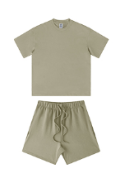 Men's Summer Heavy Solid Outdoor Street Tee & Shorts Set