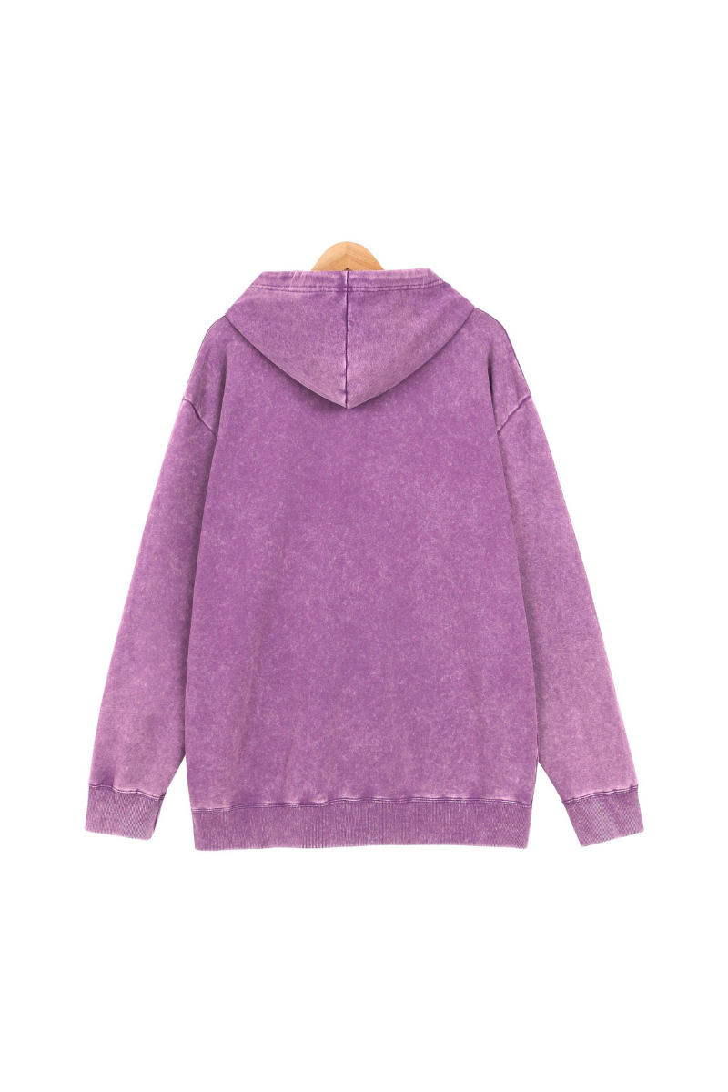 Women Fall Washed Vintage Oversized Zip Up Hoodie