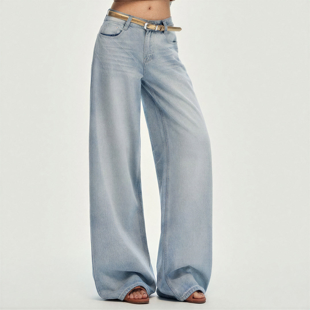 Women's Spring Gradient Washed Ultra Wide-Leg Denim Jeans