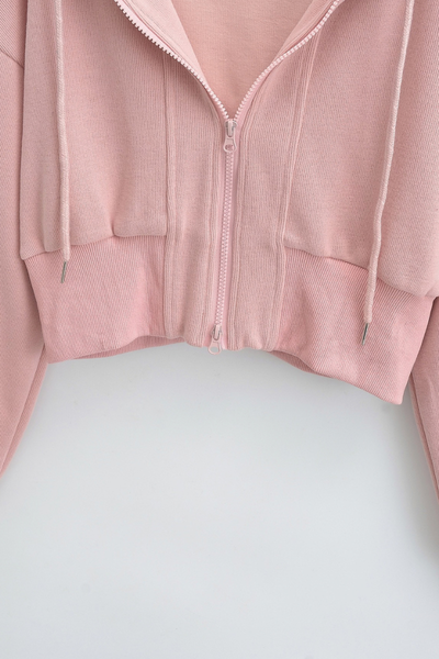 Unisex All Season Spliced Cropped Zip Hoodie Cardigan