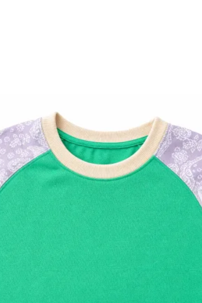 Women Fall Clothing Plus Size Patchwork Raglan Sweatshirt