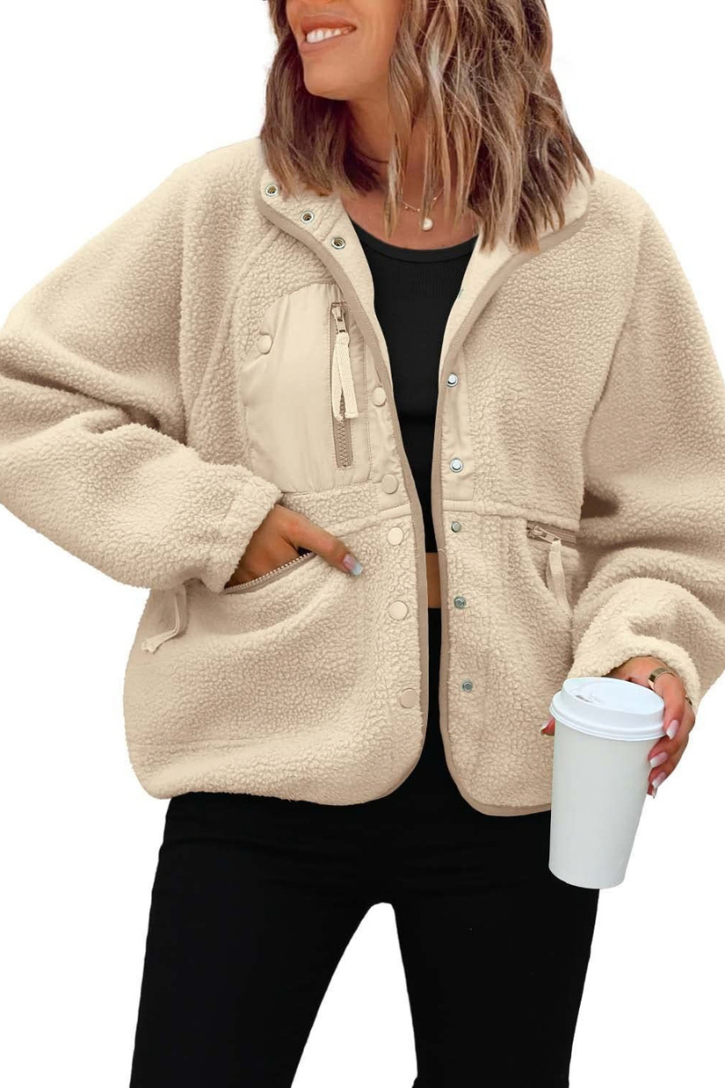 Women Fall Clothing Cozy Sherpa Fleece Utility Jacket