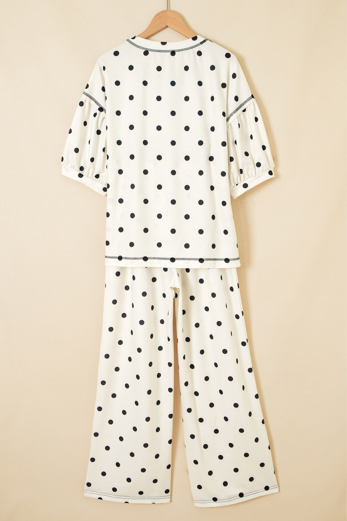 Women's Summer Polka Dot Print Midi Sleeve 2 Piece Set