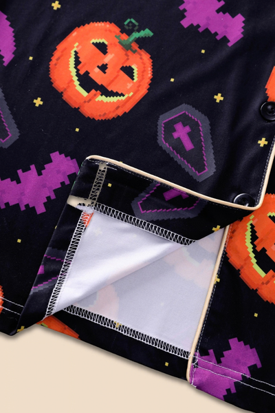 Women Fall Clothing Halloween Pumpkin Bat Pajama Set