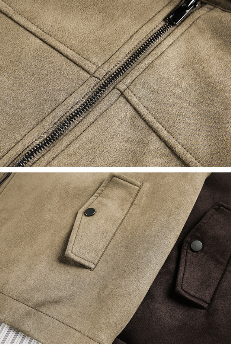 Unisex Spring Cleanfit MockLayer Suede Cropped Jacket