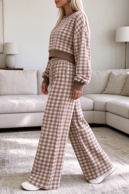 Women's Fall Polka Dot Colorblock Loose Two Piece Set