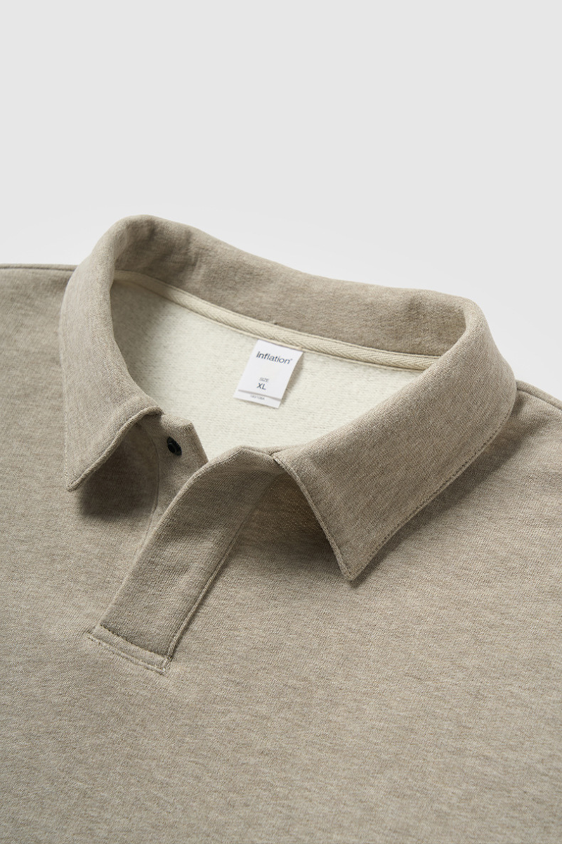 Men's Streetwear Polo Collar Drop Shoulders  Sweatshirt.