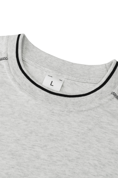 Womens Colorblock Topstitch Ribbed Cotton Drop Shoulder Tee