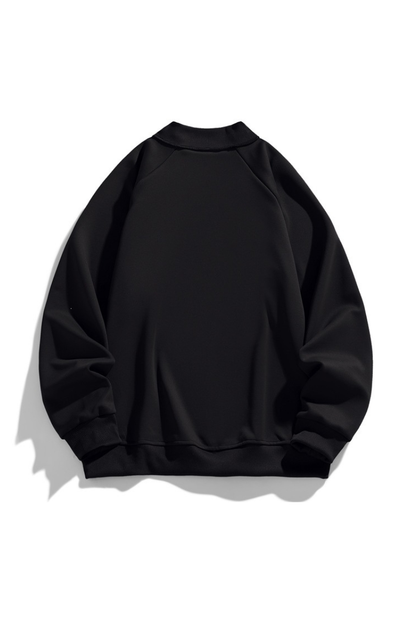 Men Spring Diagonal Zip Mock Neck Oversized Sweatshirt