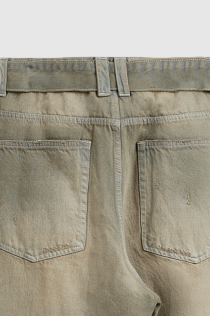 Men's Streetwear Vintage Washed Distressed Wide-Leg Jeans