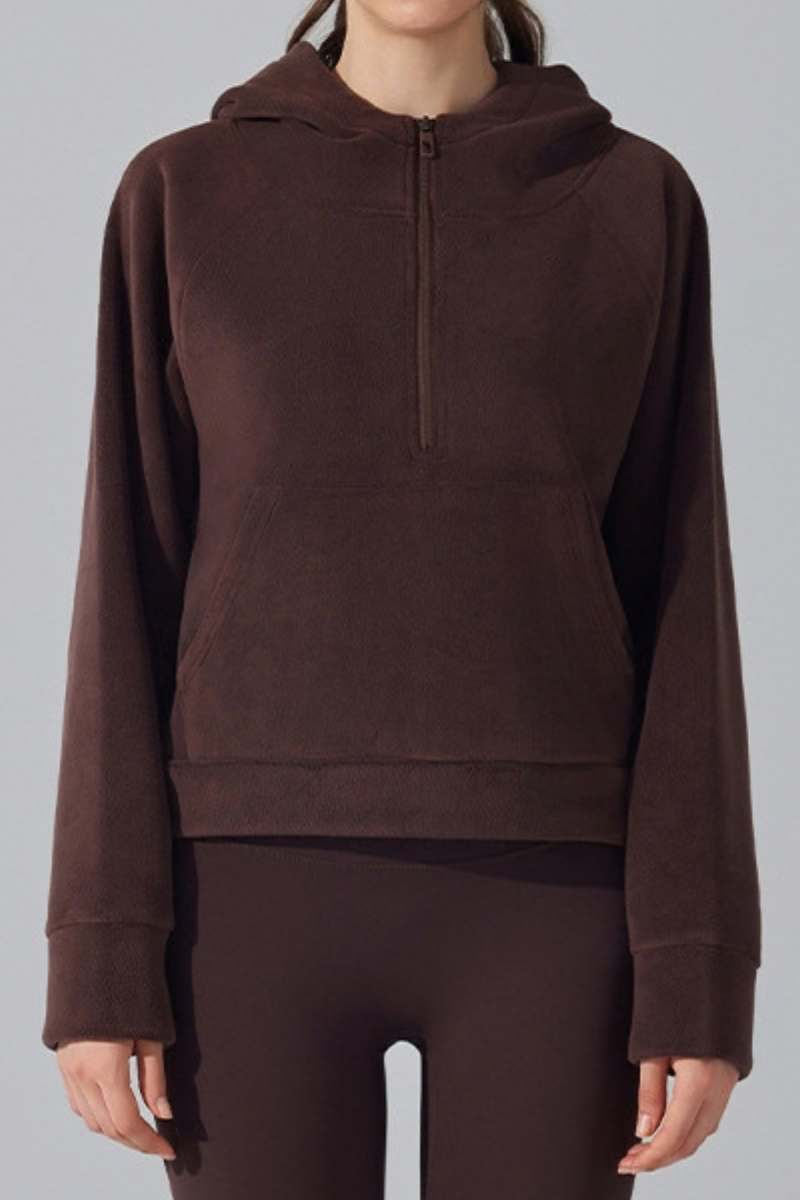 Women Fall Clothing Warm Cozy Oat Fleece Half-Zip Hoodie