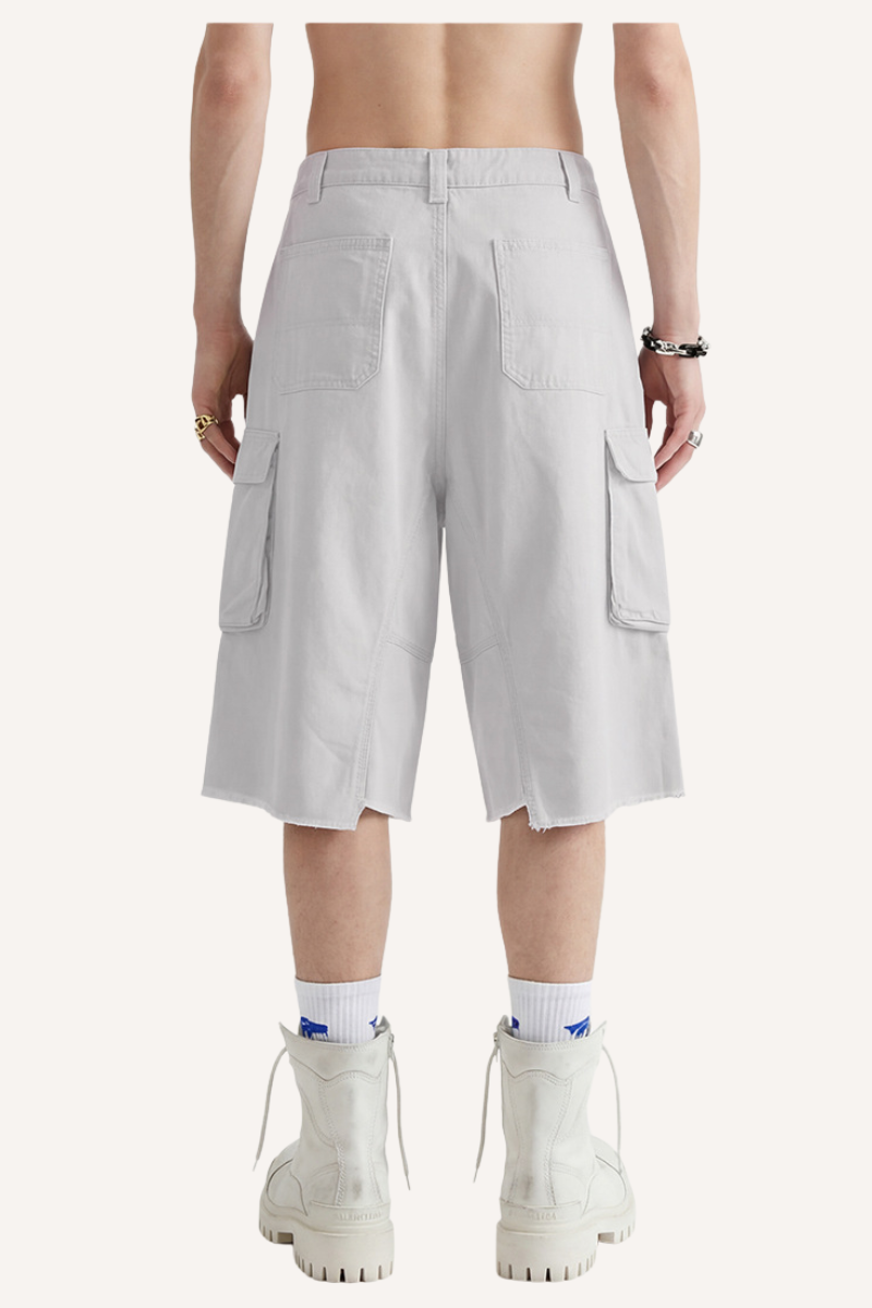 Men's Summer Street Multi-Pocket Distressed Cargo 7/8 Shorts