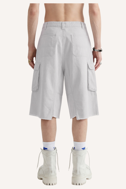 Men's Summer Street Multi-Pocket Distressed Cargo 7/8 Shorts