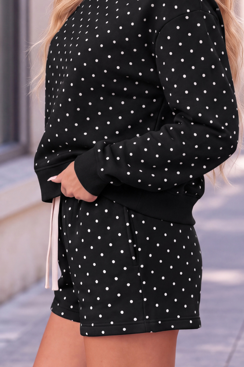 Women Summer Polka Dot Soft Drawstring Pocket Casual Shorts
