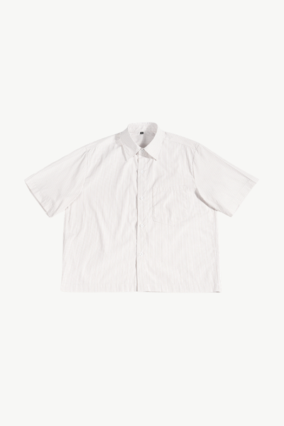 Men's Summer Woven Striped Loose Cropped Short Sleeve Shirt