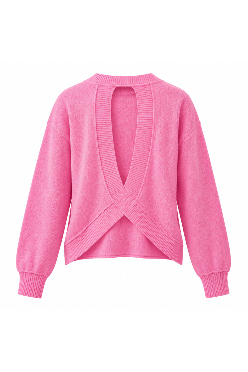 Unisex Spring Crisscross Back Cutout Knit Pullover Sweater