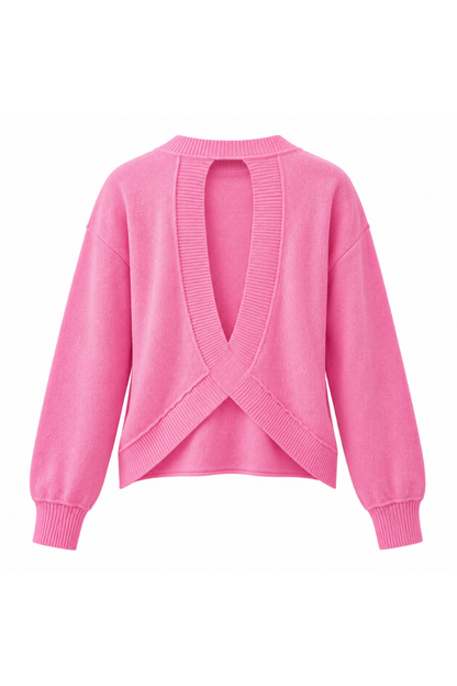 Unisex Spring Crisscross Back Cutout Knit Pullover Sweater