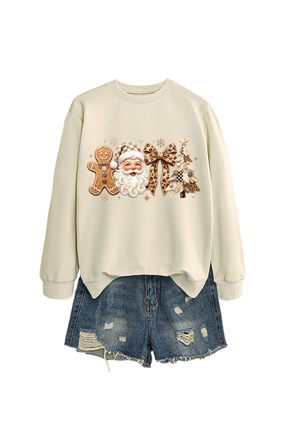 Unisex Fall Clothing Christmas Santa Bow Sweatshirt