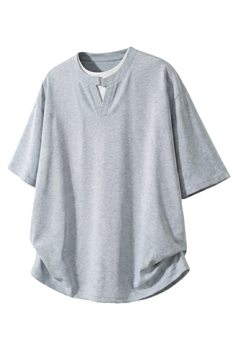 Men's Summer Mock Layer Asymmetric Loose Street Tee