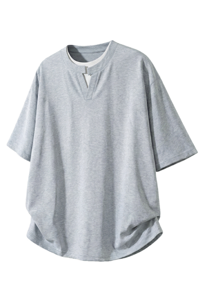 Men's Summer Mock Layer Asymmetric Loose Street Tee