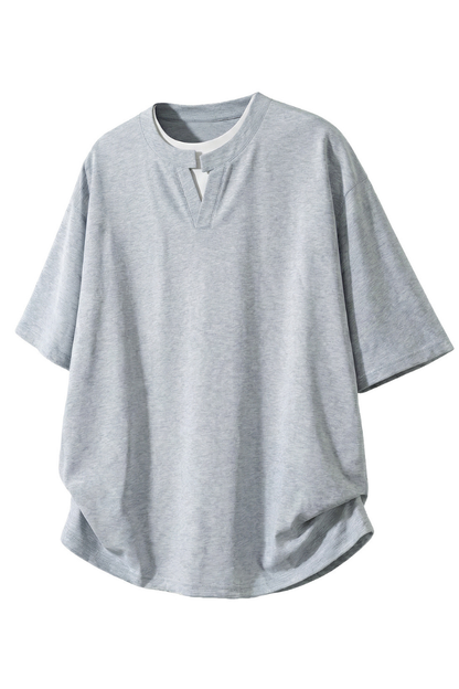 Men's Summer Mock Layer Asymmetric Loose Street Tee