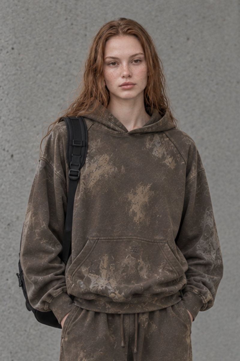 Women Fall Clothing Paint Distressed Oversized Hoodie