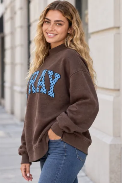 Women Fall Clothing Oversized PRAY Letter Sweatshirt