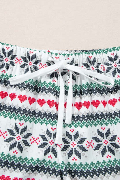 Women's Fall Christmas Letter Print Wide Short Two Piece Set