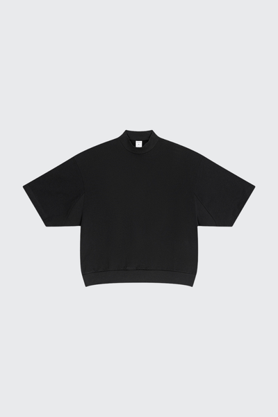 Men's Summer Mock Neck 305g Cotton Boxy Dolman Ribbed Tee