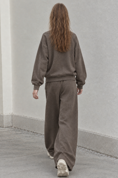 Women Fall Clothing Heathered Crewneck Sweatshirt Set