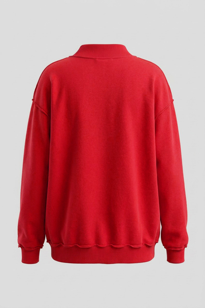 Unisex Fall Clothing Mock-Neck Drop-Shoulder Sweatshirt