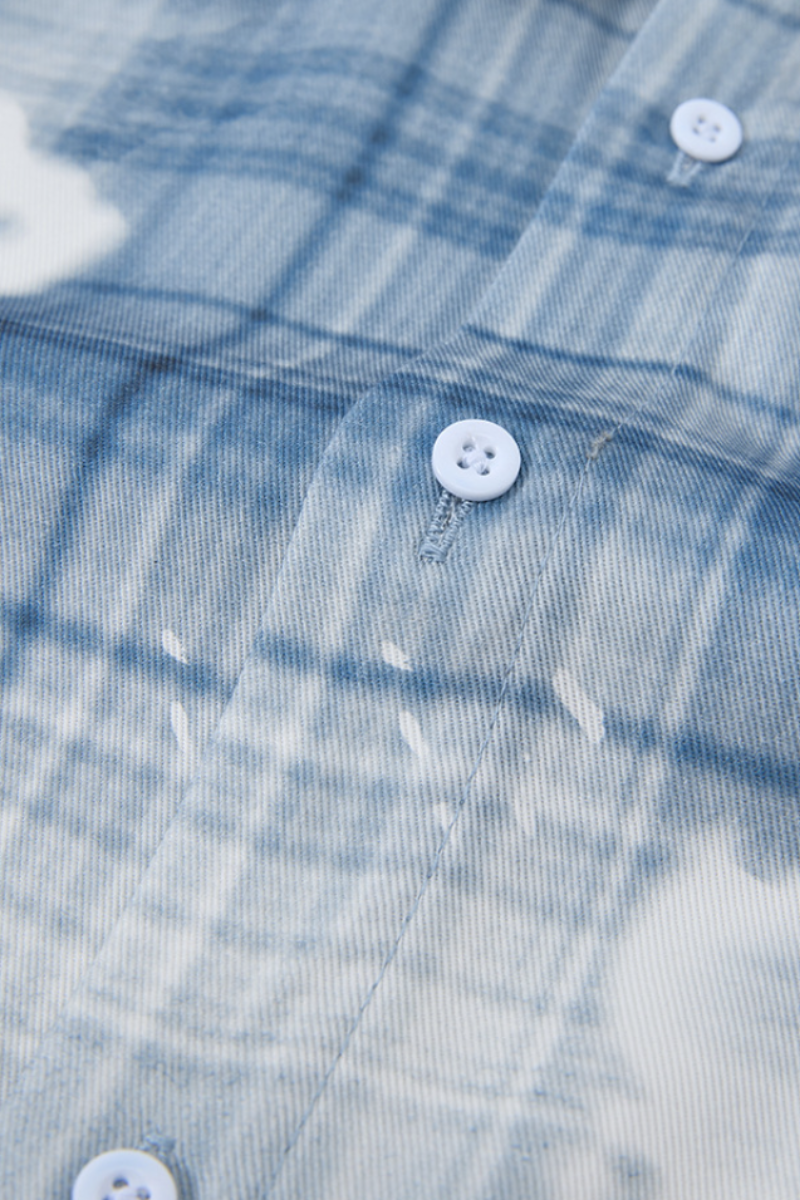Men's Summer Relaxed Plaid Washed Stretch Breathable Tee