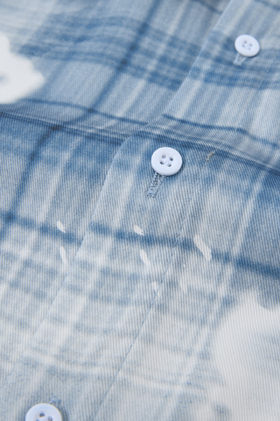 Men's Summer Relaxed Plaid Washed Stretch Breathable Tee